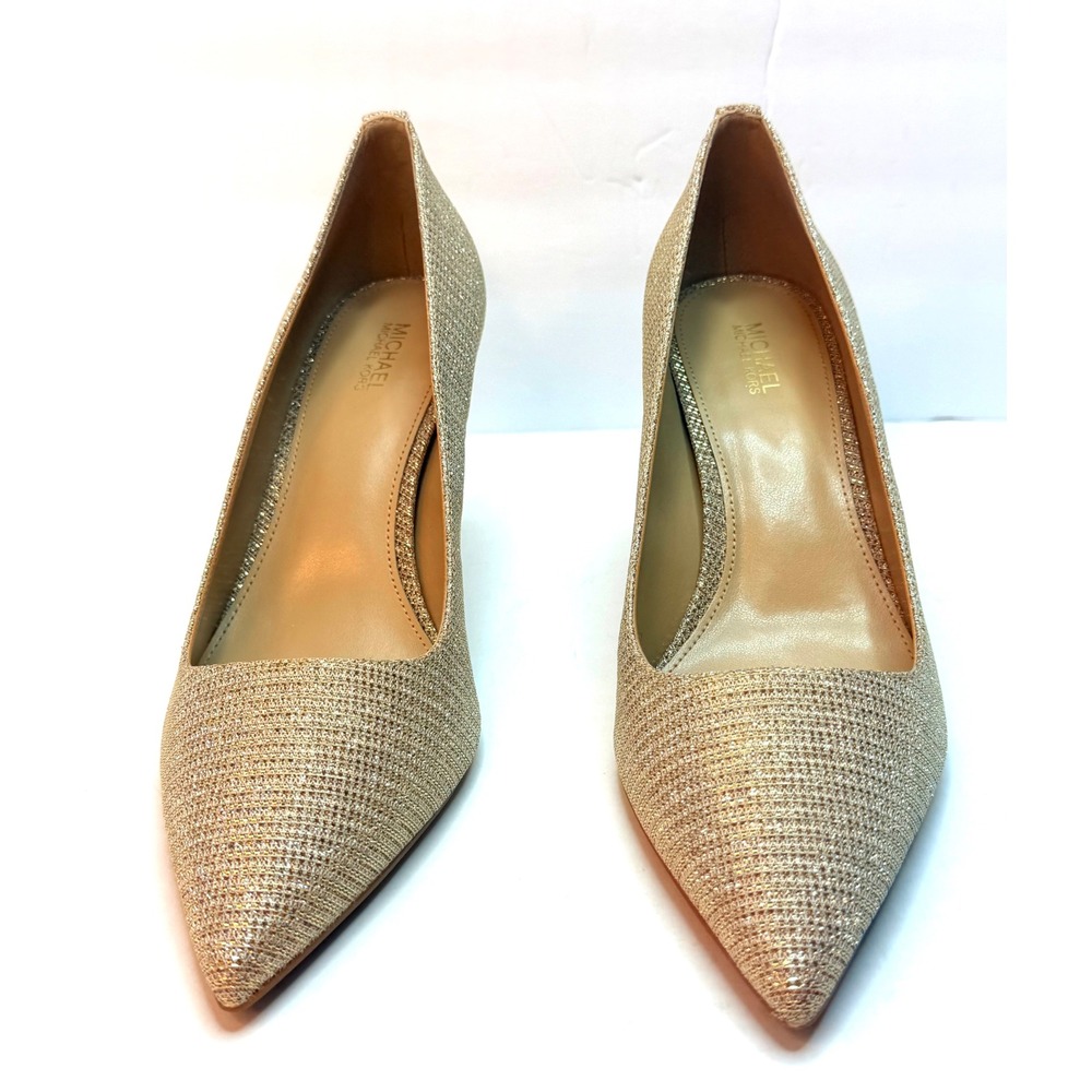 Michael Kors Women's Alina Flex Pointed-Toe Pumps Pale Gold Metallic 8.5M NWT